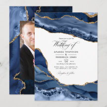 Hochzeitssemble für Navy und Gold Agate Stone