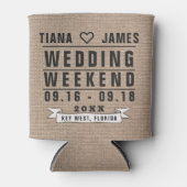 Hochzeitssendtypografie | Burlap Style Dosenkühler (Vorderseite)