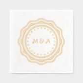 Hochzeitsserviette mit goldener Monografie. Servietten Mit Folie (Vorderseite)