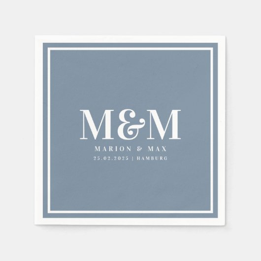 Hochzeitsservietten Dusty Blue 01 Serviette (Vorderseite)