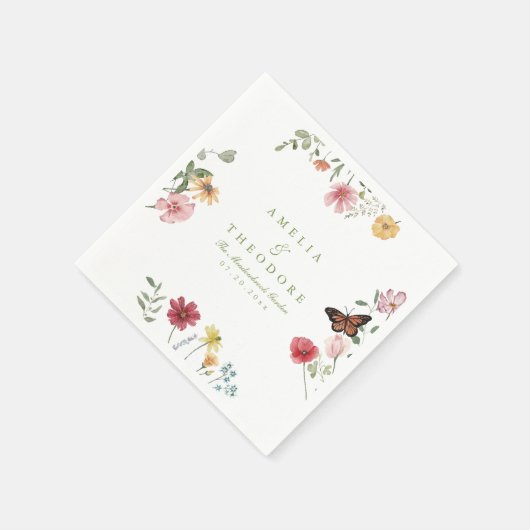 Hochzeitsservietten mit Wildblumengarten Serviette (Ecke)