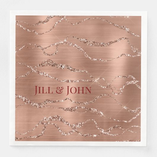 Hochzeitsservietten Rose Gold abstrakt Achat Serviette (Vorderseite)