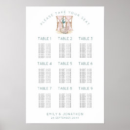 Hochzeitssessel 9 Tische 90 Gästekarte Poster