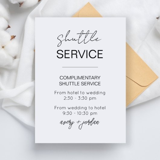 Hochzeitsshuttle-Service-Karte Begleitkarte