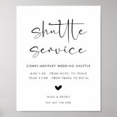 Hochzeitsshuttle-Service-Schild Poster (Vorne)