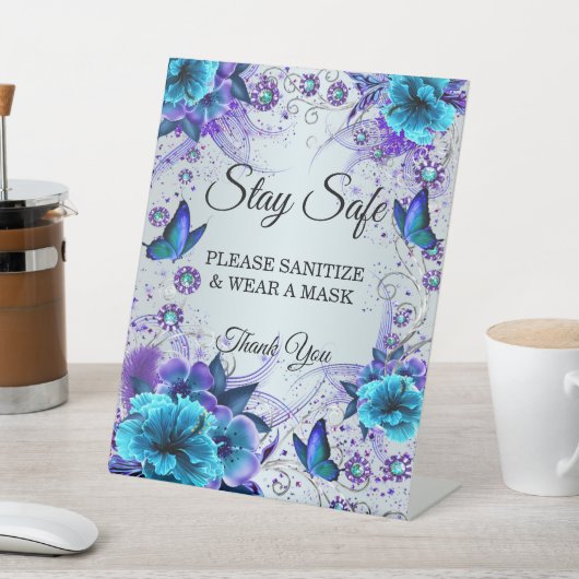 Hochzeitssicherheit von Blüten und Schmetterlingen Sockelschild (In SItu)