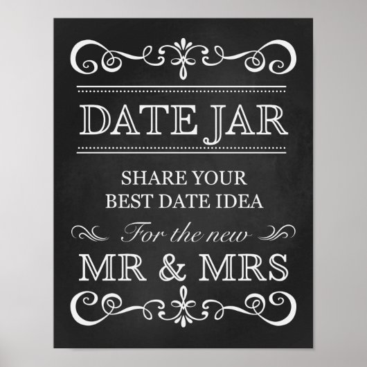 Hochzeitssign - Date Jar Wedding Chalkboard Sign Poster (Vorne)