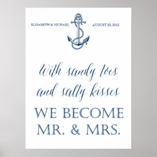 Hochzeitssignatur, nautisches Thema, witzige Nachr Poster