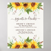 Hochzeitssignatur trinkt rustikale Boho Sonnenblum Poster (Vorne)