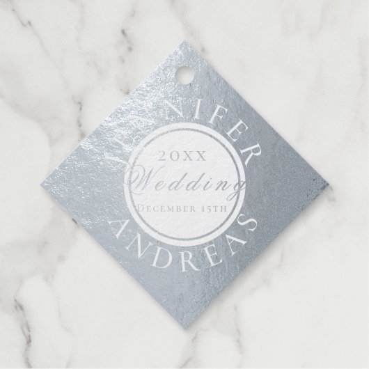 Hochzeitssilber auf weißem oder grauem Rücken Geschenkanhänger (Vorderseite)