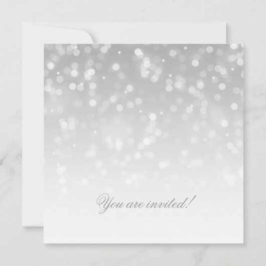 Hochzeitssilber-Bokeh-Funkellicht Einladung (Rückseite)