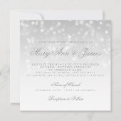 Hochzeitssilber-Bokeh-Funkellicht Einladung (Vorderseite)
