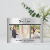 Hochzeitssilber-Foto-Drehbuch Dankeskarte (Stehend Vorderseite)
