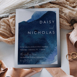 Hochzeitssilber für die Hochzeit von Navy Dusty Bl Folieneinladung