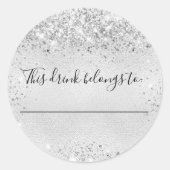 Hochzeitssilber Glitzer, zu dem dieses Getränk geh Runder Aufkleber (Vorderseite)