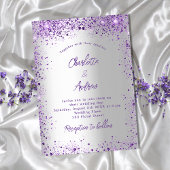 Hochzeitssilber lila Glitzern Einladung
