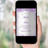 Hochzeitssilber lila Glitzern Einladung