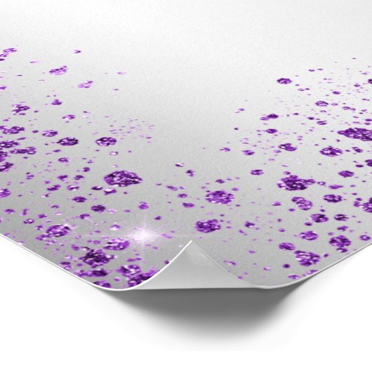 Hochzeitssilber lila Glitzern willkommen Poster (Ecke)