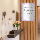 Hochzeitssilber lila Glitzern willkommen Poster