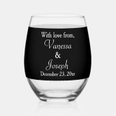 Hochzeitssilber-Monogramm Schwarz-weiß Weinglas Ohne Stiel (Vorderseite)