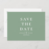 Hochzeitssimulation Modern Sage Save the Date Postkarte (Vorne/Hinten)