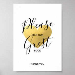 Hochzeitssing Black Gold Heart GÄSTEBUCH UNTERZE