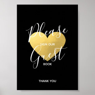 Hochzeitssing Black Gold Heart GÄSTEBUCH UNTERZE