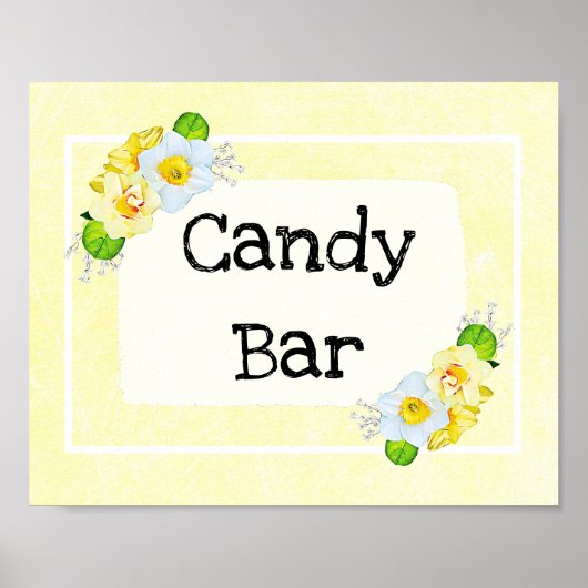 Hochzeitssing Candy Bar Yellow Floral Poster (Vorne)