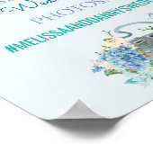 Hochzeitssing-Fotos Hashtag Blue Hydrangeas Poster (Ecke)