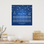 Hochzeitssitzdiagramm fesselnde Linien Sapphire Bl Poster (Küche)