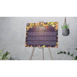 Hochzeitssitzdiagramm Herbst Blätter Pumpkins Holz Poster