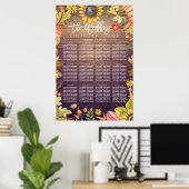 Hochzeitssitzdiagramm Herbst Blätter Pumpkins Holz Poster (Heimbüro)