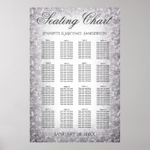 Hochzeitssitzdiagramm Silber-Glitzer