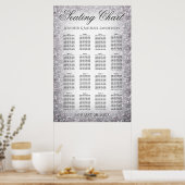 Hochzeitssitzdiagramm Silber-Glitzer Poster (Küche)