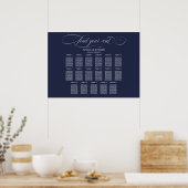 Hochzeitssitzdiagramm Zeichen 17 Tische Navy Blue Poster (Küche)