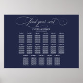 Hochzeitssitzdiagramm Zeichen 17 Tische Navy Blue Poster (Vorne)