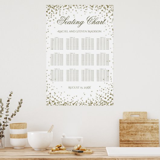 Hochzeitssitze 12 Tische Gold Confetti Poster (Küche)