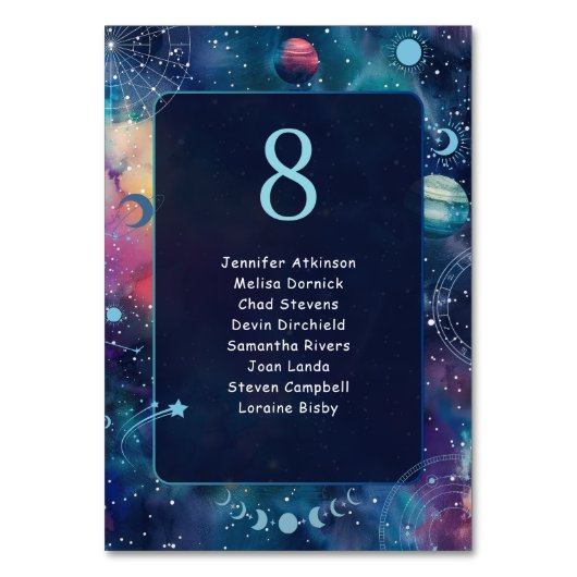 Hochzeitssitze am Himmel Tischnummer (Vorderseite)