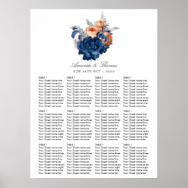 Hochzeitssitze für Korallen, Marine und Silver Flo Poster