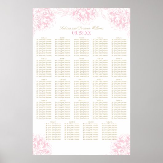 Hochzeitssitze in Rosa und Gold Poster (Vorne)