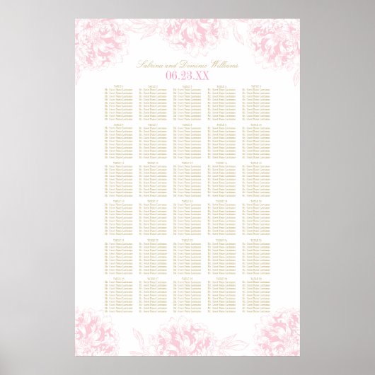 Hochzeitssitze in Rosa und Gold Poster (Vorne)
