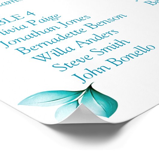 Hochzeitssitze mit blauer Flora Poster (Ecke)