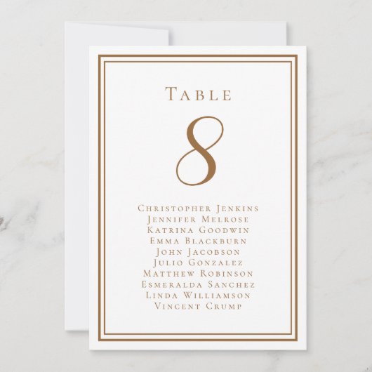 Hochzeitssitze Rustic Brown Guest Tischnummer (Vorderseite)