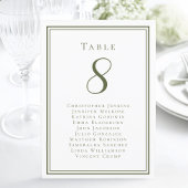 Hochzeitssitzende Tischnummer Olive Green