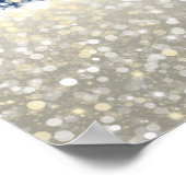 Hochzeitssitzkarte blauer Glitzern Poster (Ecke)