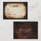 Hochzeitssitzkarte - braune gotische Halloween-LIE Platzkarte (Vorne/Hinten)