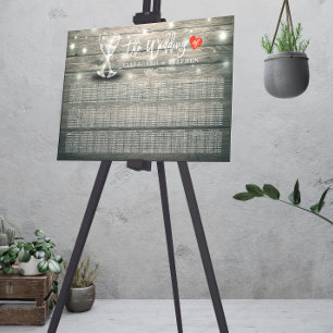 Hochzeitssitzkarte Champagner Brille Wood Light Poster