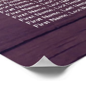 Hochzeitssitzkarte Chic florale Leuchten Holzlace Poster (Ecke)