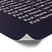 Hochzeitssitzkarte mit Blumenmuster Lila Leuchten Poster (Ecke)