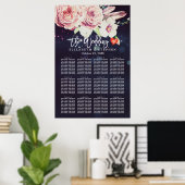 Hochzeitssitzkarte mit Blumenmuster Lila Leuchten Poster (Heimbüro)